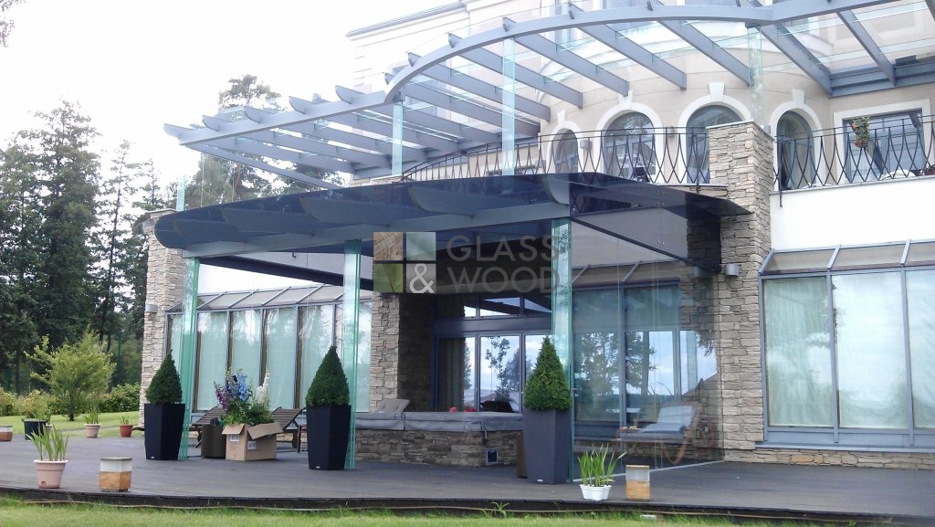 Glass house building